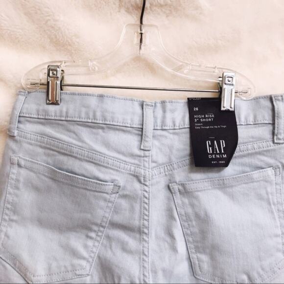 GAP Light Blue High Rise 3" Denim Shorts - Picture 5 of 7